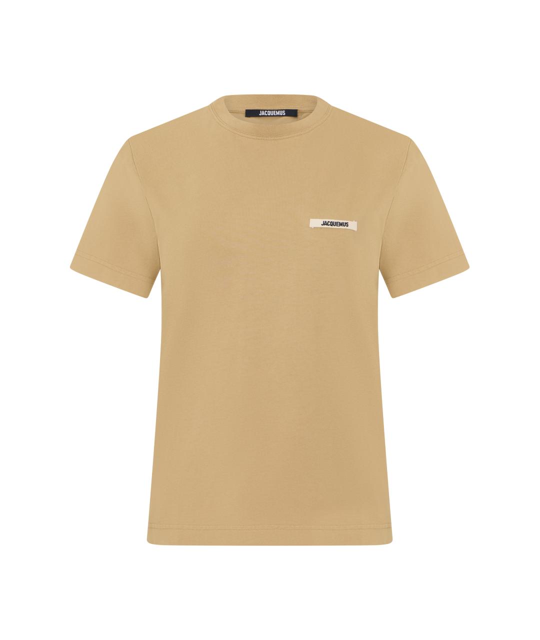 JACQUEMUS Бежевая хлопковая футболка, фото 1