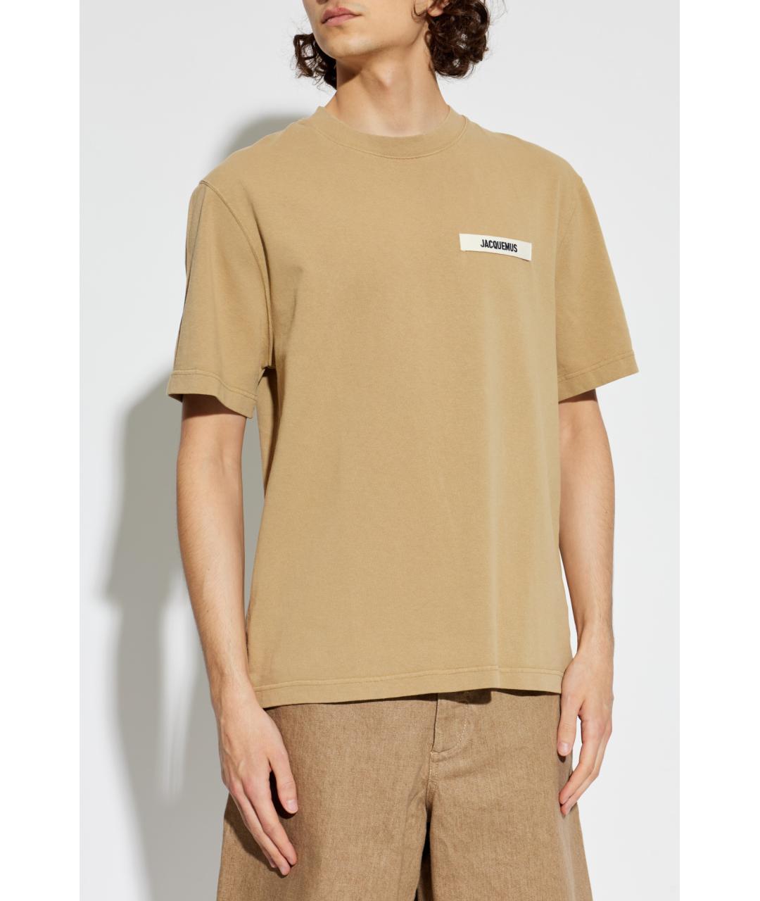 JACQUEMUS Бежевая хлопковая футболка, фото 3