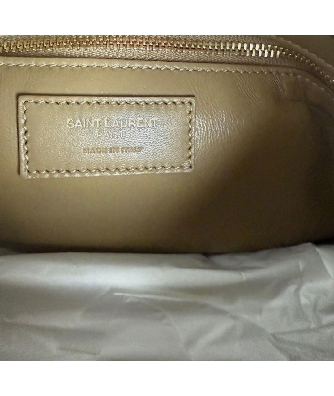 SAINT LAURENT Бежевая замшевая сумка с короткими ручками, фото 5