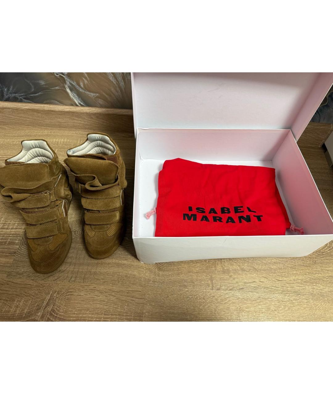 ISABEL MARANT Коричневые кожаные кроссовки, фото 5