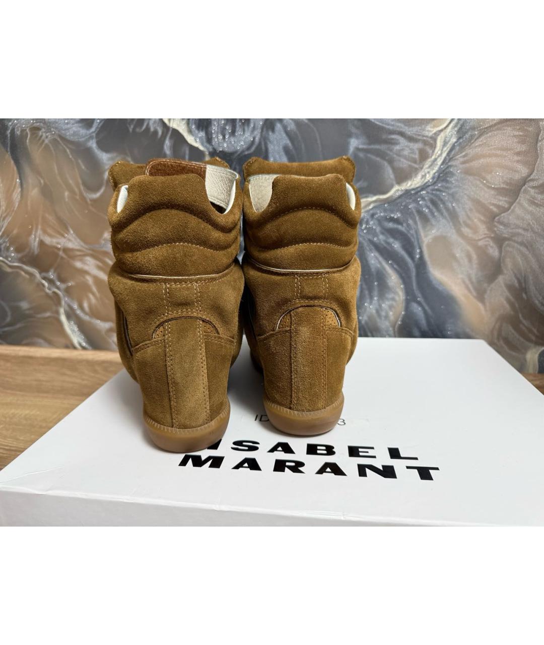 ISABEL MARANT Коричневые кожаные кроссовки, фото 4
