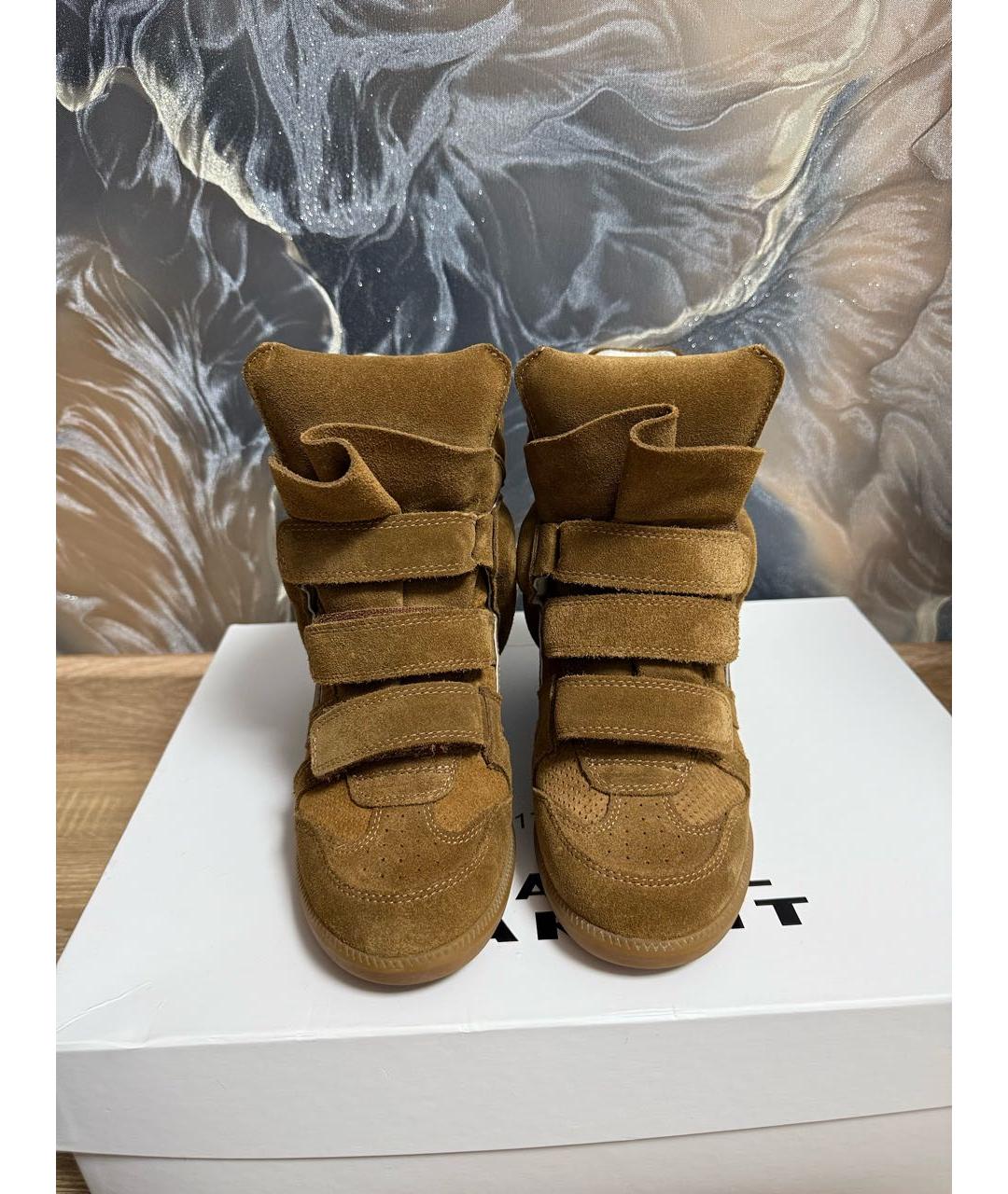 ISABEL MARANT Коричневые кожаные кроссовки, фото 2