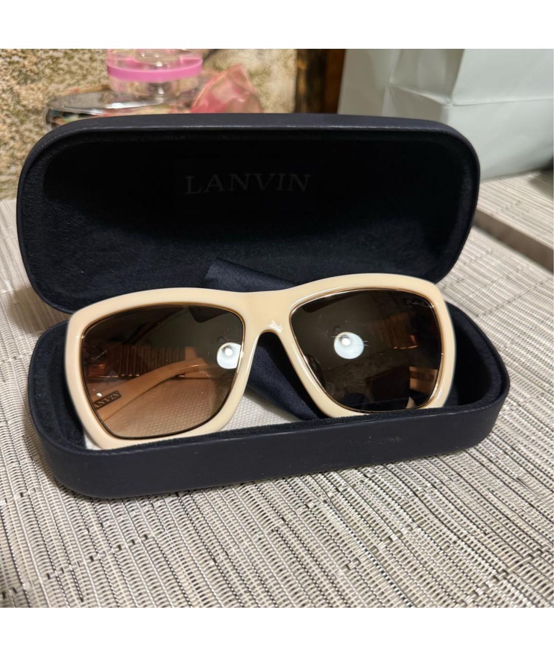 LANVIN Бежевые пластиковые солнцезащитные очки, фото 7