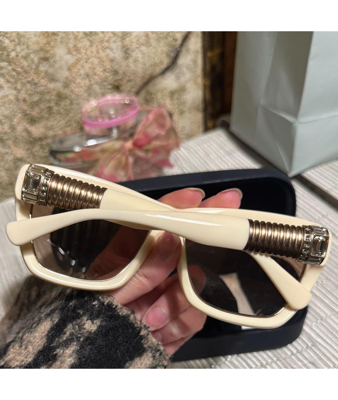 LANVIN Бежевые пластиковые солнцезащитные очки, фото 2