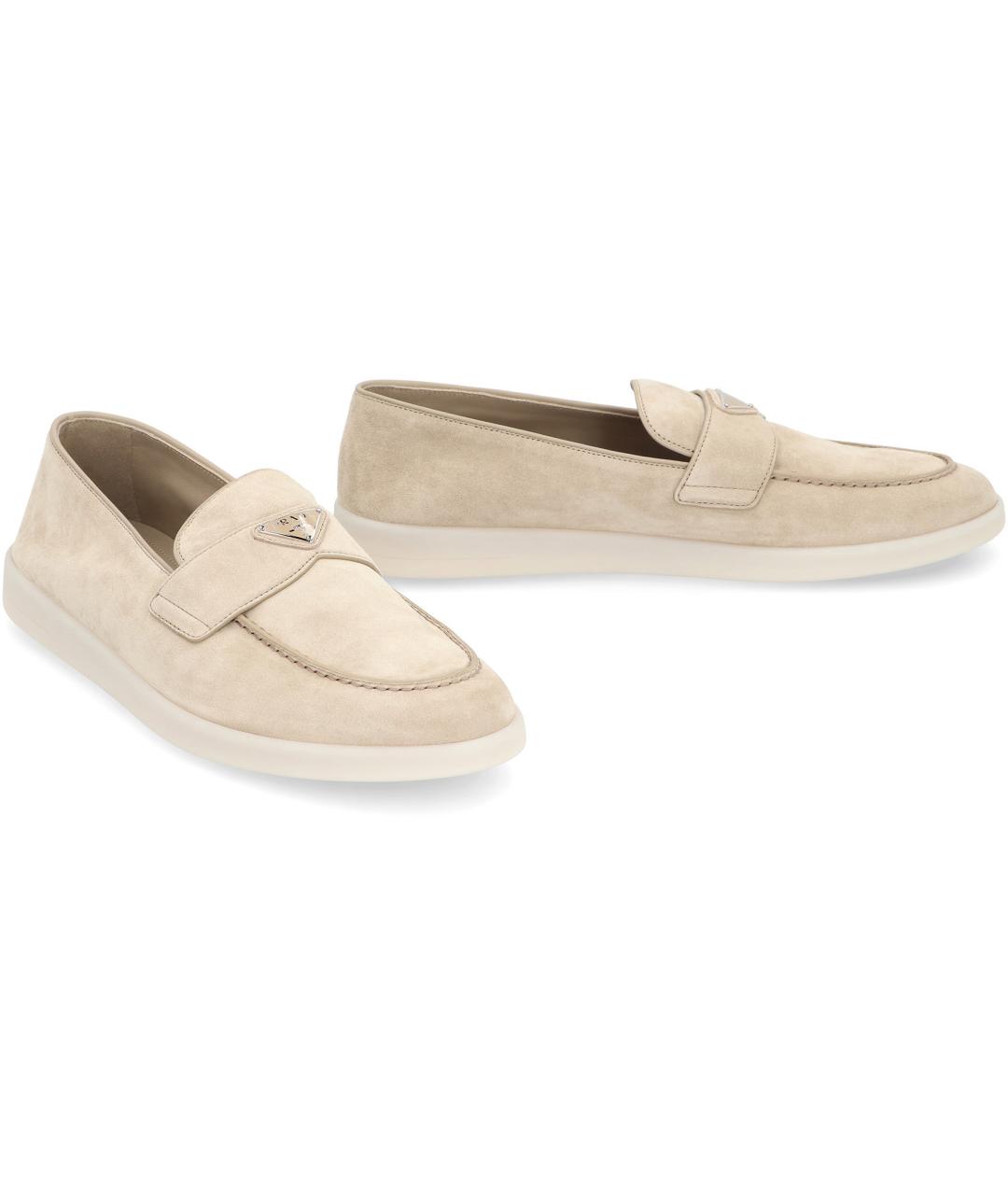 PRADA Бежевые замшевые лоферы, фото 2