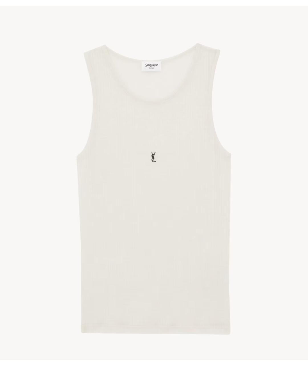 SAINT LAURENT Белая хлопковая майка, фото 4