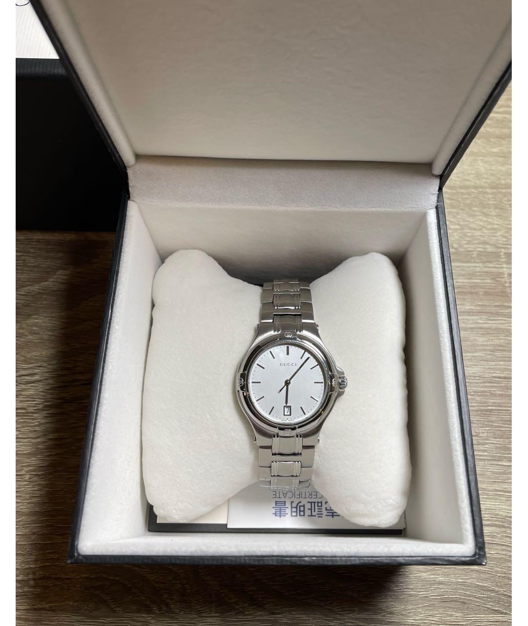 GUCCI Серебряные металлические часы, фото 7