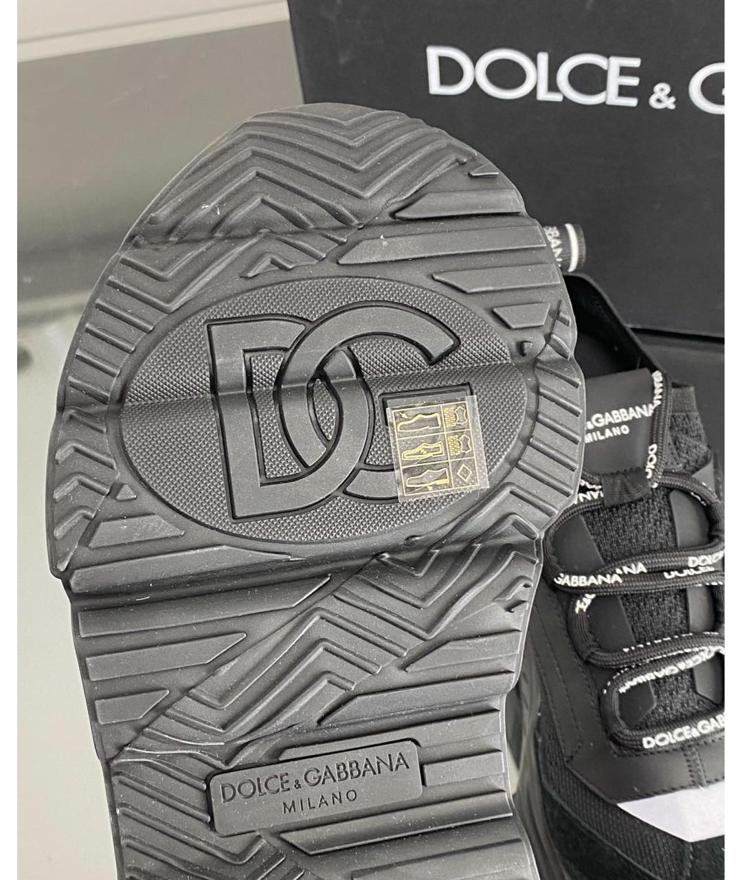 DOLCE&GABBANA Черные кожаные низкие кроссовки / кеды, фото 7