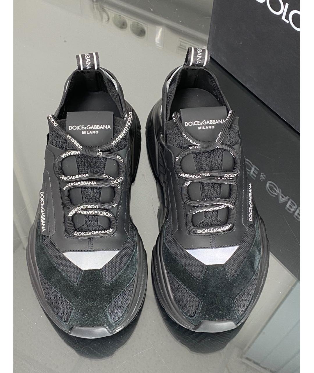 DOLCE&GABBANA Черные кожаные низкие кроссовки / кеды, фото 2