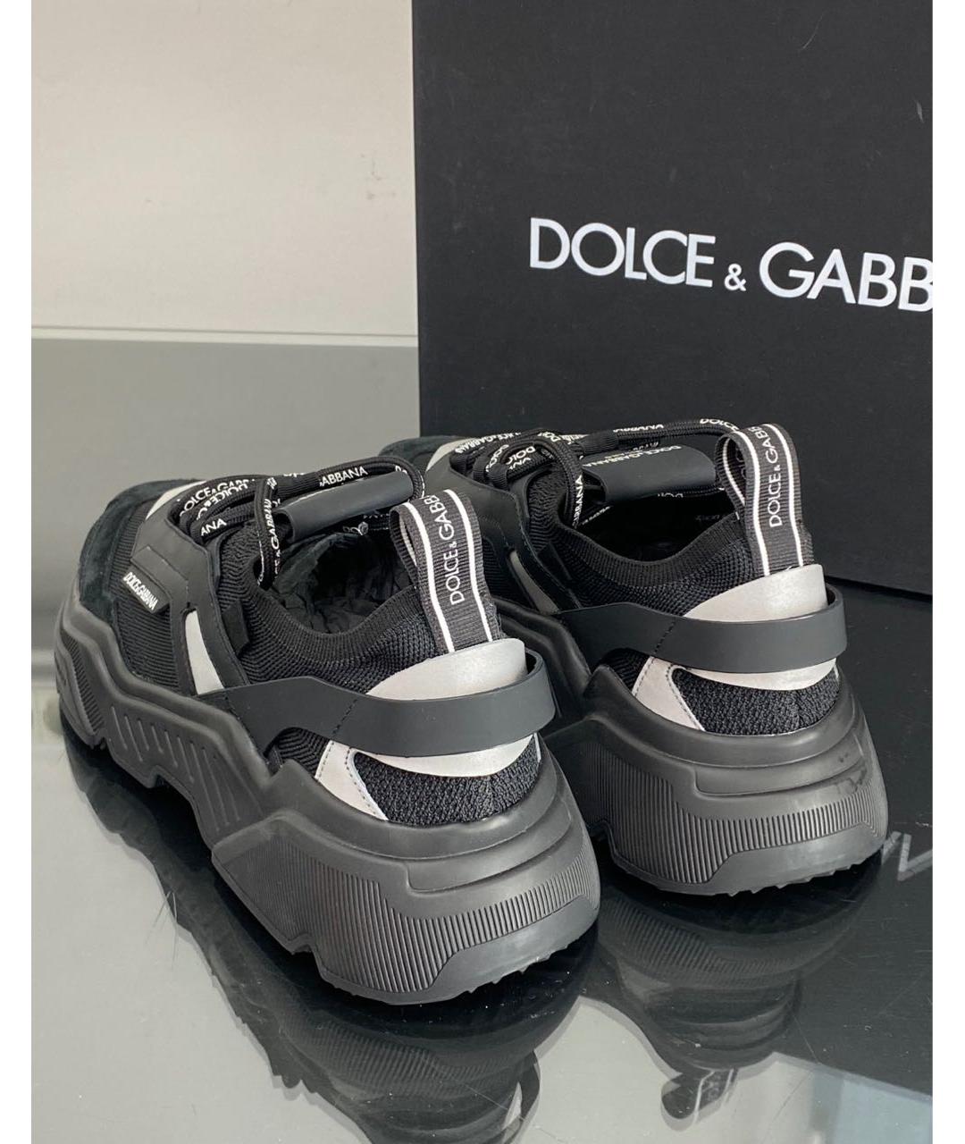 DOLCE&GABBANA Черные кожаные низкие кроссовки / кеды, фото 4