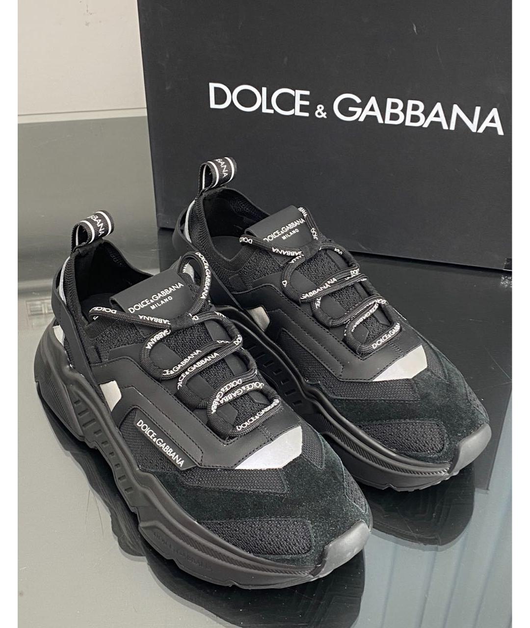 DOLCE&GABBANA Черные кожаные низкие кроссовки / кеды, фото 5