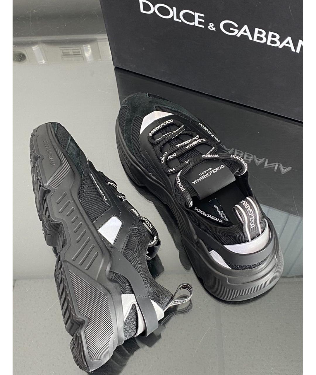 DOLCE&GABBANA Черные кожаные низкие кроссовки / кеды, фото 3