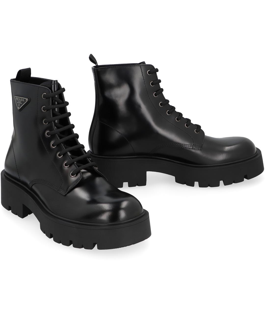 PRADA Черные кожаные высокие ботинки, фото 3