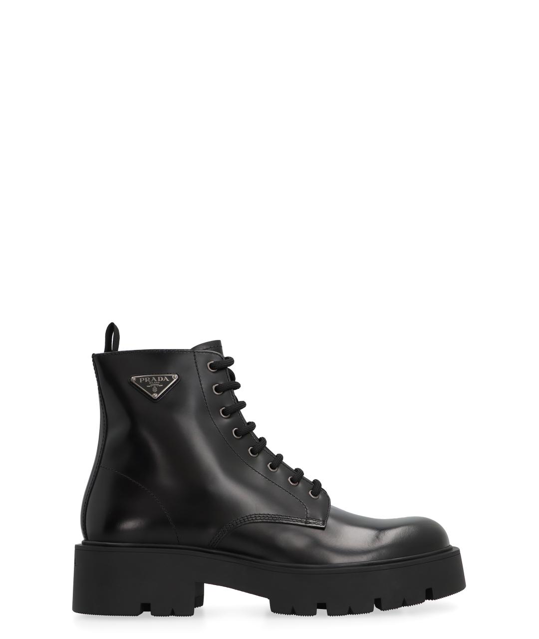 PRADA Черные кожаные высокие ботинки, фото 1