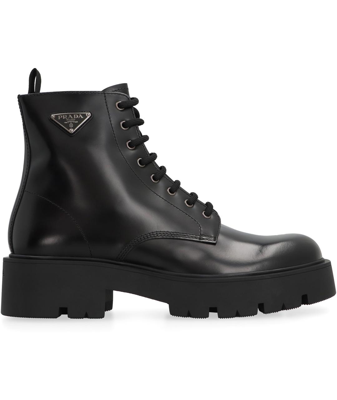 PRADA Черные кожаные высокие ботинки, фото 2