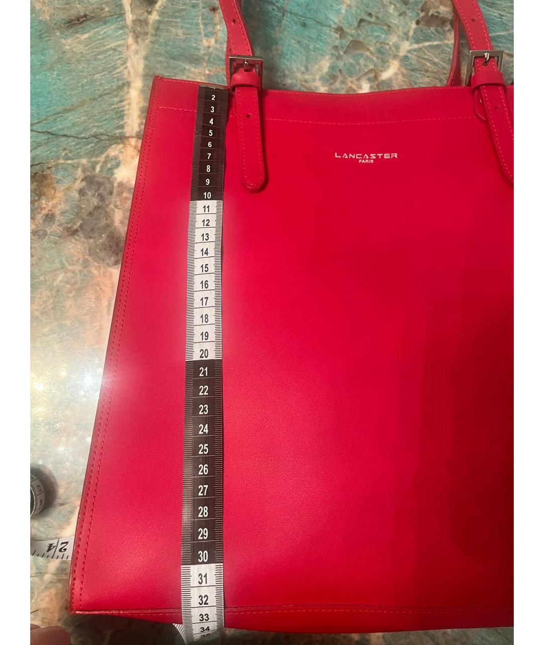 LANCASTER Бордовая кожаная сумка тоут, фото 3