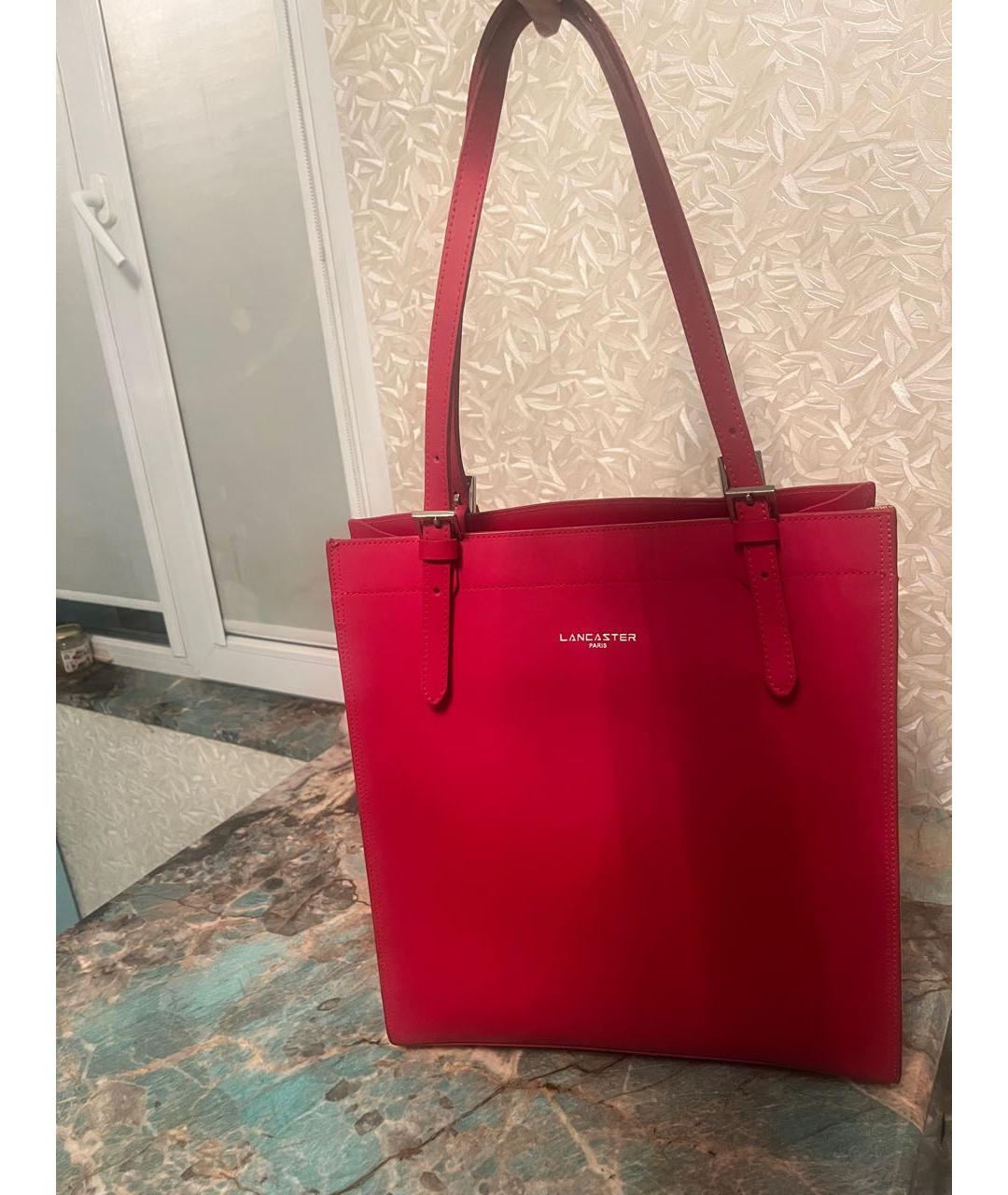 LANCASTER Бордовая кожаная сумка тоут, фото 5