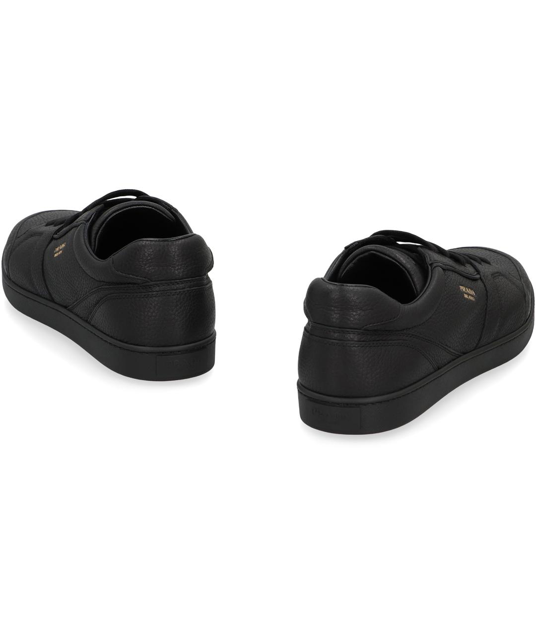 PRADA Черные низкие кроссовки / кеды из экзотической кожи, фото 3