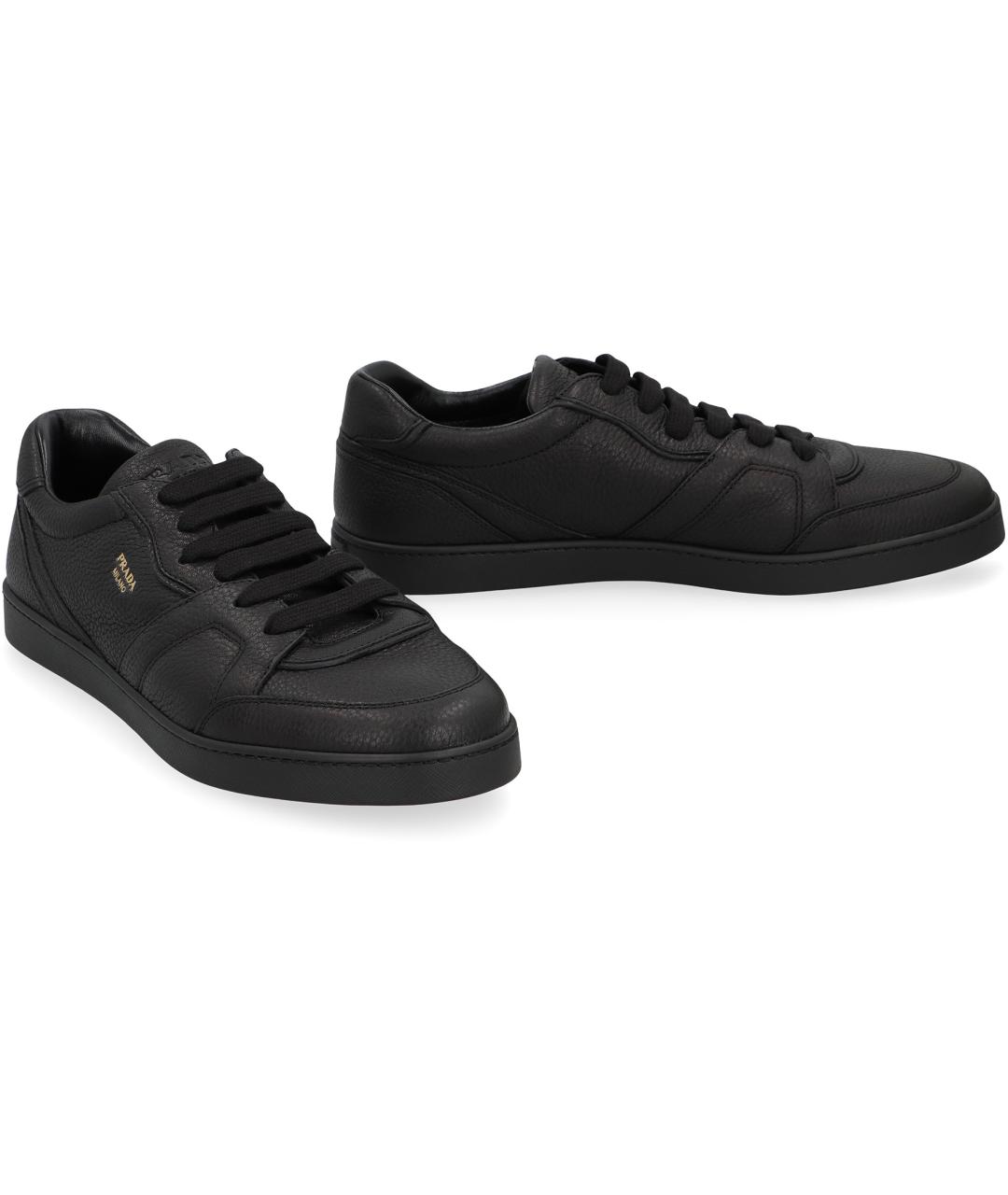 PRADA Черные низкие кроссовки / кеды из экзотической кожи, фото 2
