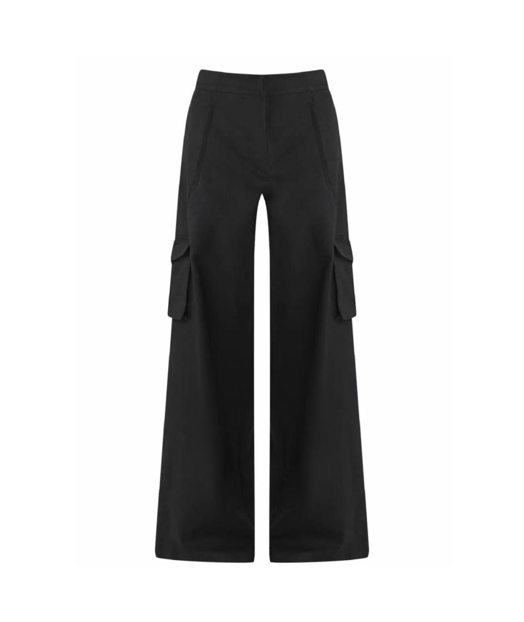 ALO YOGA Черные хлопко-эластановые брюки широкие, фото 1