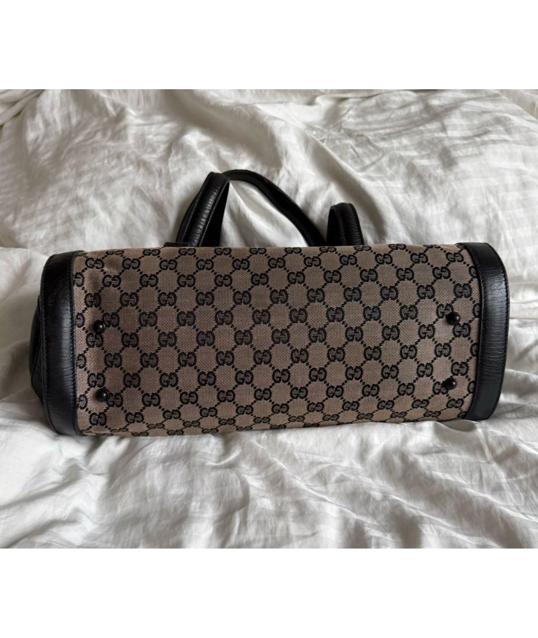 GUCCI Коричневая тканевая сумка с короткими ручками, фото 3