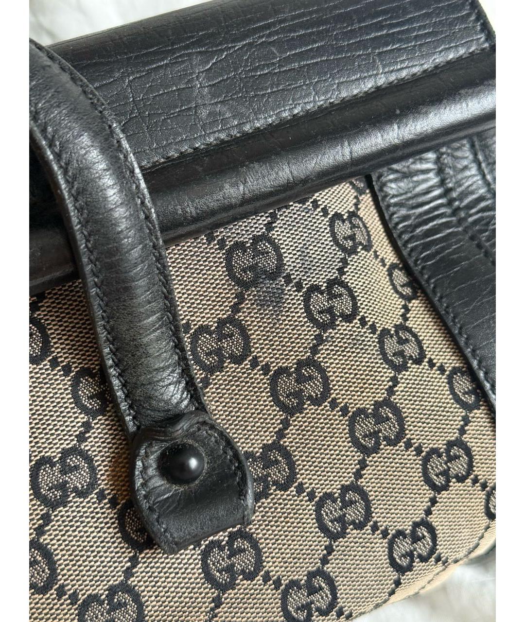 GUCCI Коричневая тканевая сумка с короткими ручками, фото 5