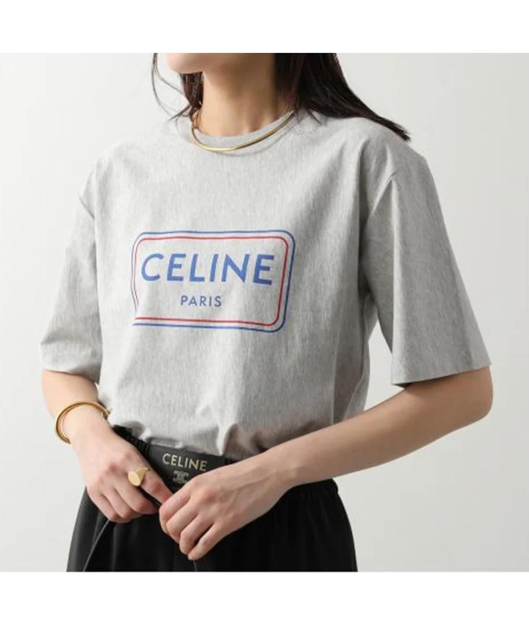 CELINE Серая хлопковая футболка, фото 2