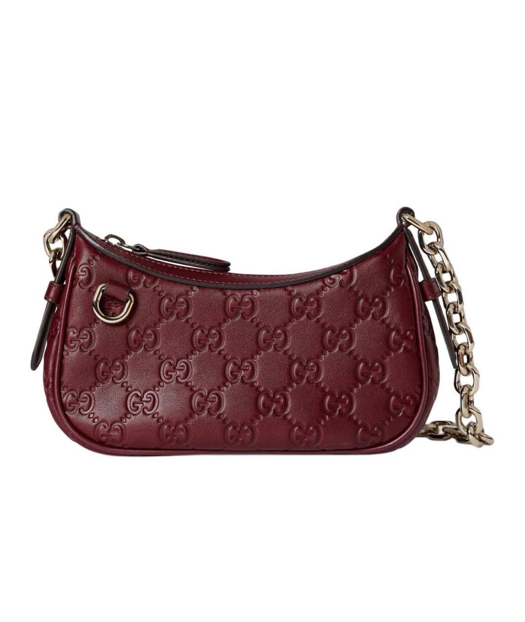 GUCCI Бордовая кожаная сумка с короткими ручками, фото 8