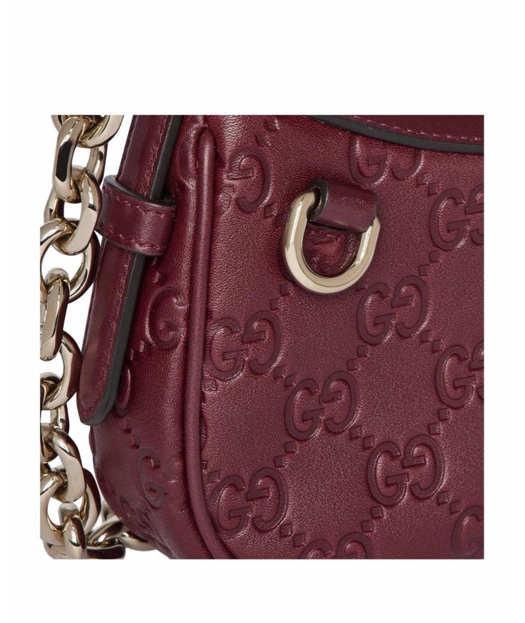 GUCCI Бордовая кожаная сумка с короткими ручками, фото 5