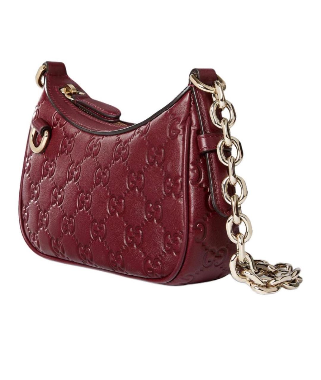 GUCCI Бордовая кожаная сумка с короткими ручками, фото 2