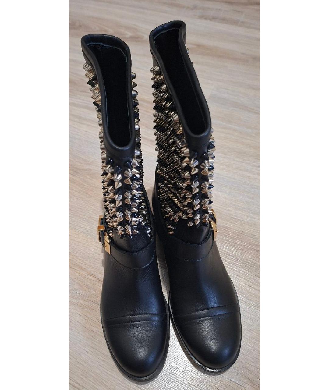 PHILIPP PLEIN Черные кожаные сапоги, фото 3