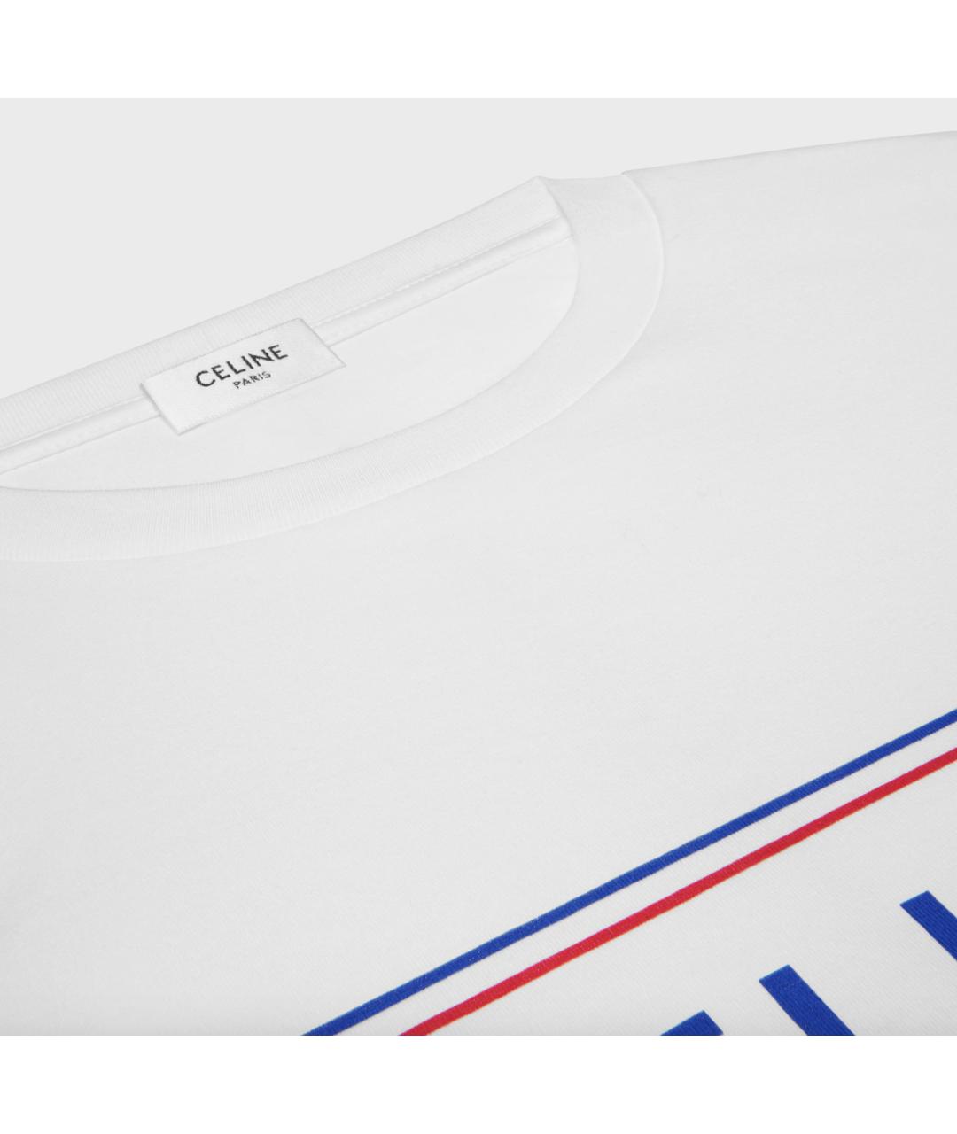 CELINE Белая хлопковая футболка, фото 3