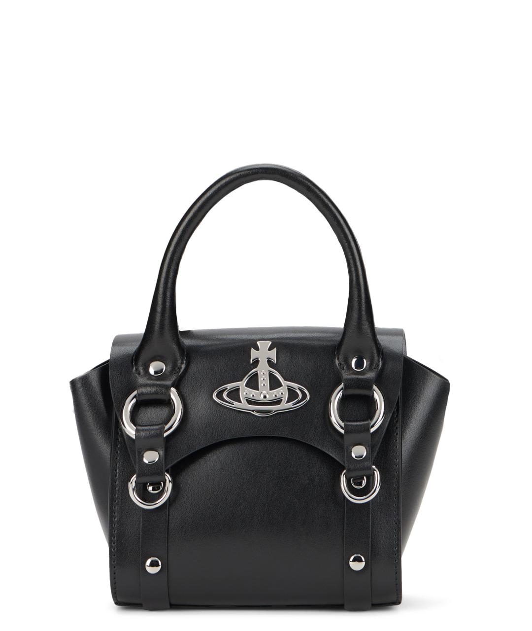 VIVIENNE WESTWOOD Черная кожаная сумка с короткими ручками, фото 1