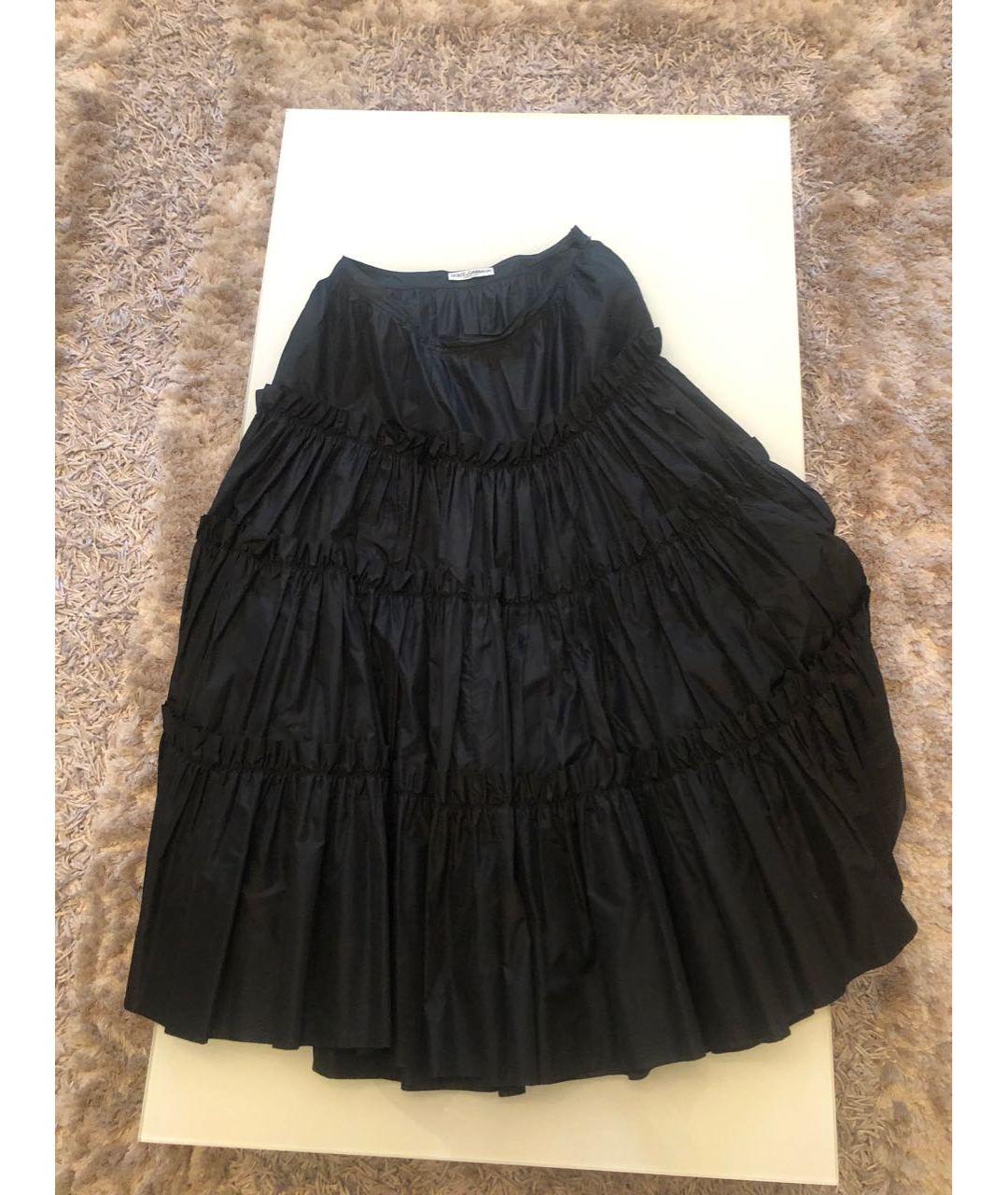 DOLCE&GABBANA Черная шелковая юбка макси, фото 5