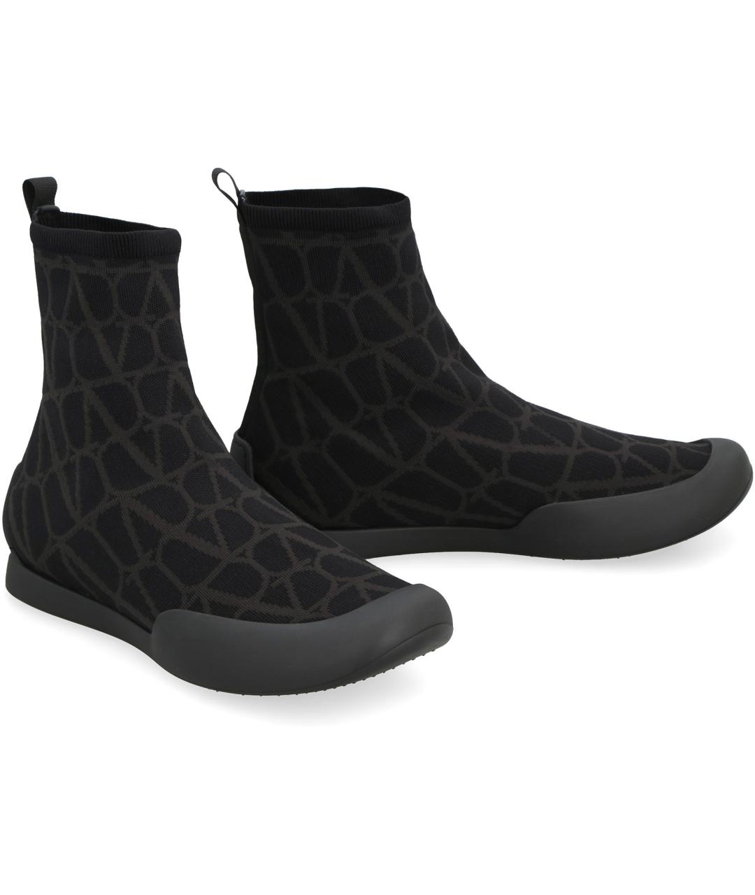 VALENTINO Черные синтетические высокие кроссовки / кеды, фото 3