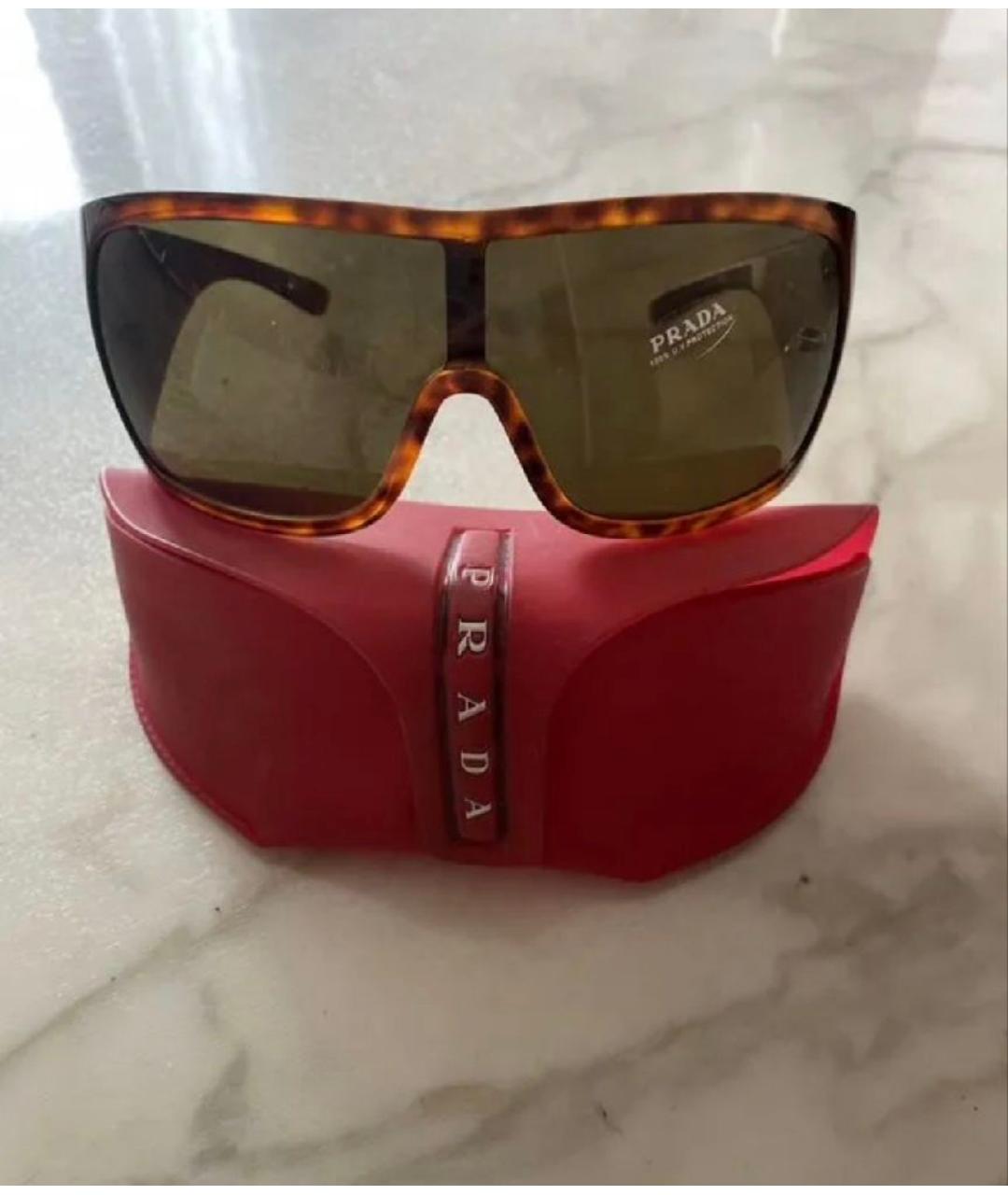 PRADA Коричневые пластиковые солнцезащитные очки, фото 6