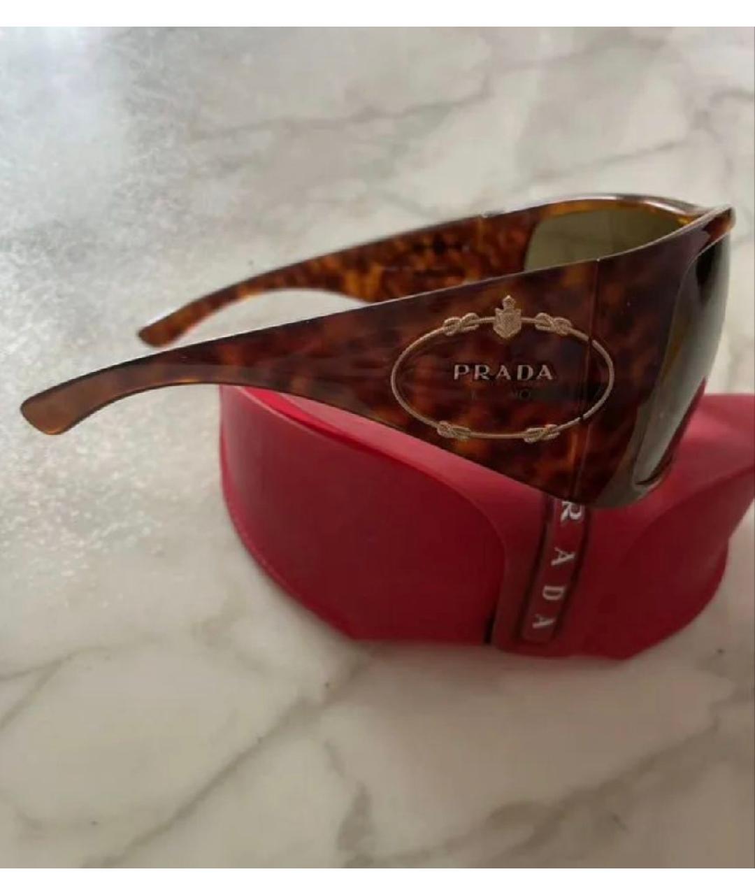 PRADA Коричневые пластиковые солнцезащитные очки, фото 7