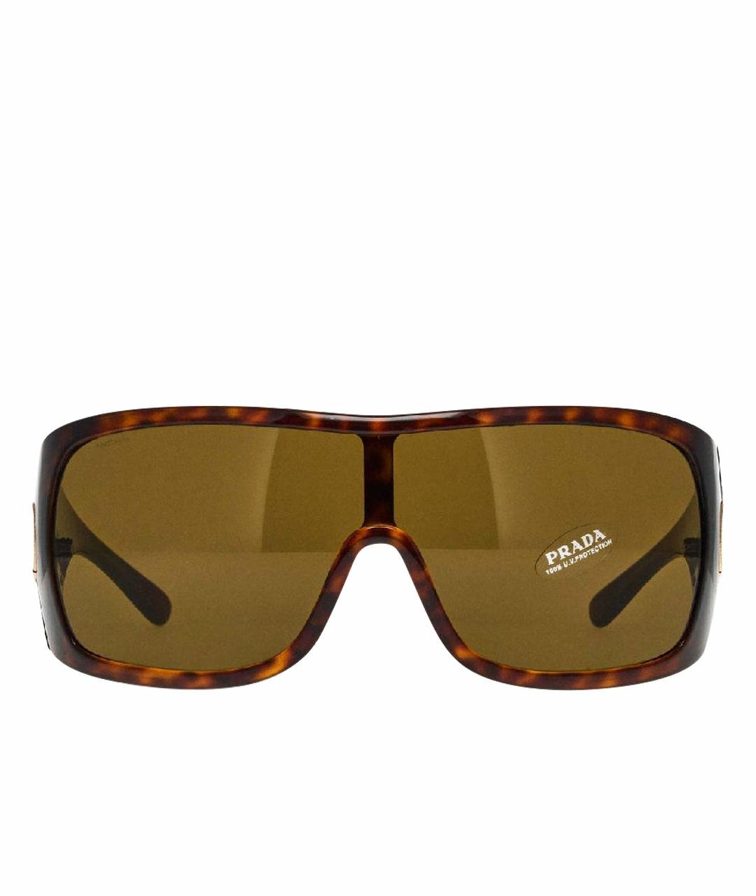 PRADA Коричневые пластиковые солнцезащитные очки, фото 1