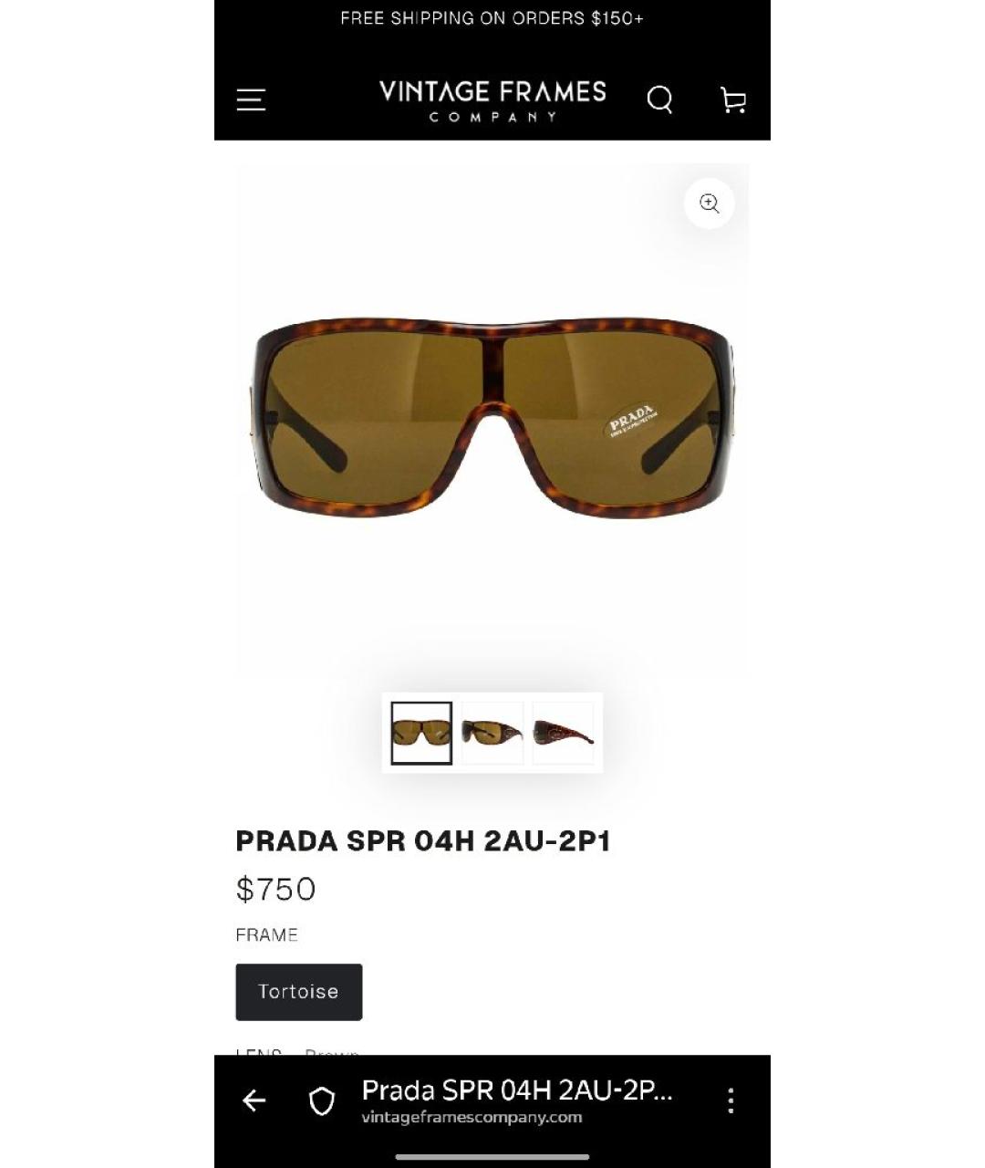 PRADA Коричневые пластиковые солнцезащитные очки, фото 5