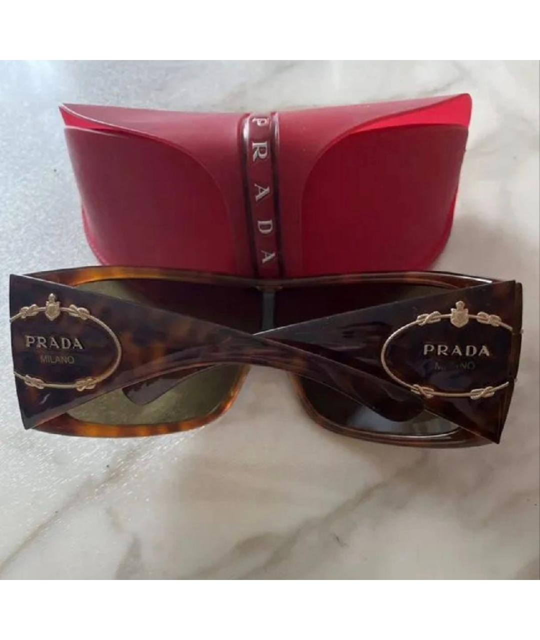 PRADA Коричневые пластиковые солнцезащитные очки, фото 8