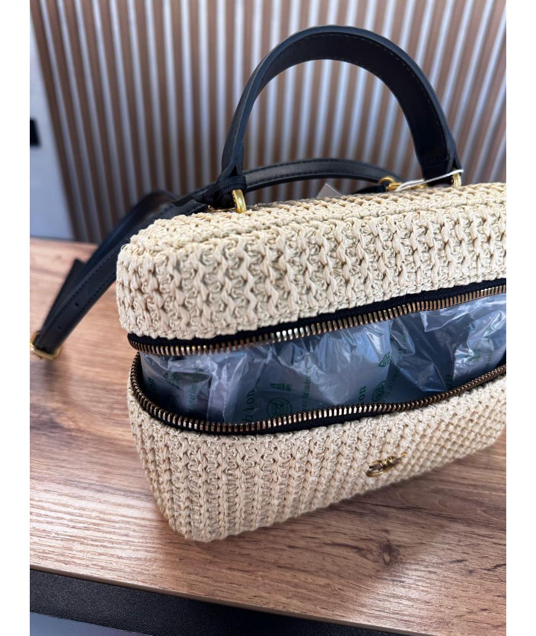 PINKO Бежевая пелетеная сумка тоут, фото 4