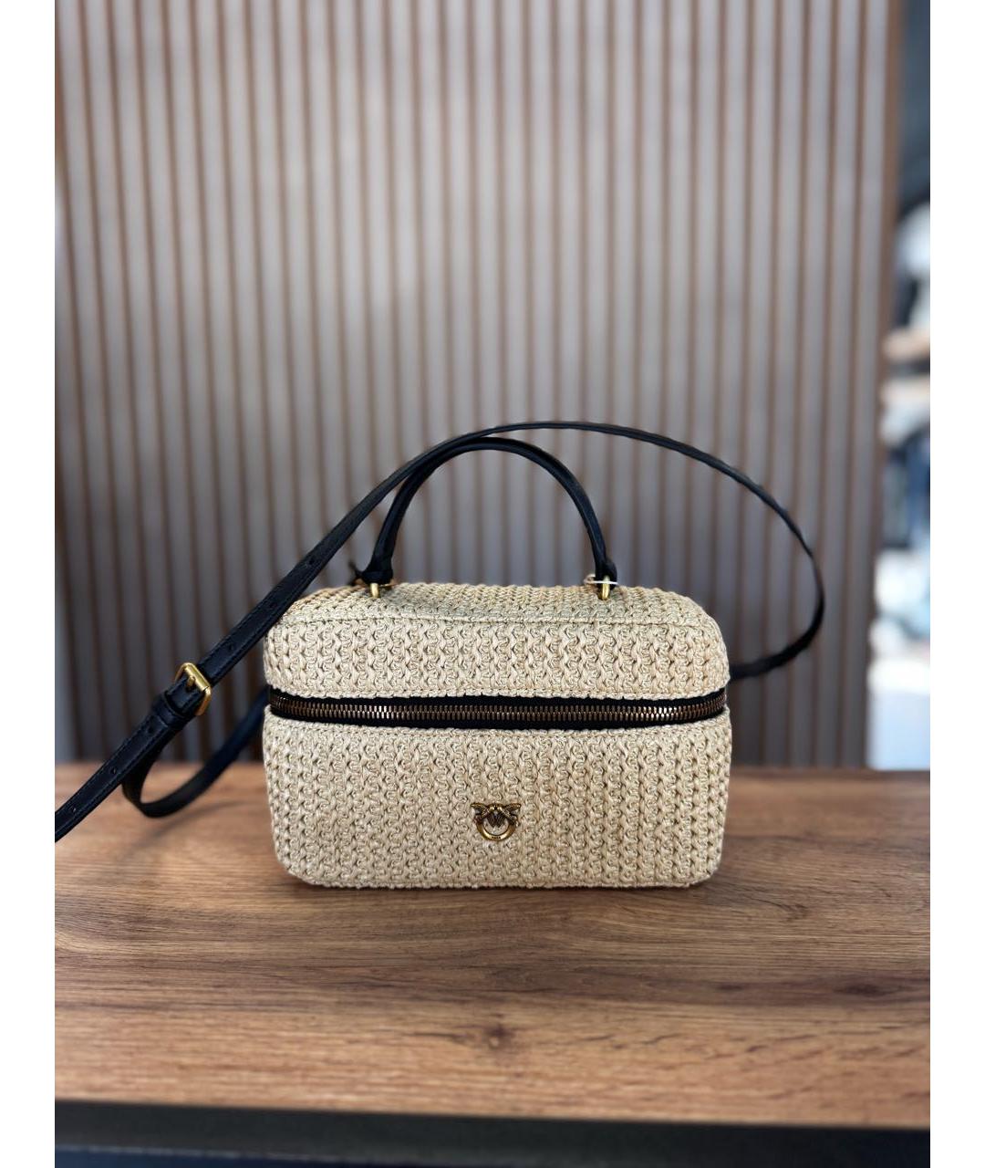 PINKO Бежевая пелетеная сумка тоут, фото 5