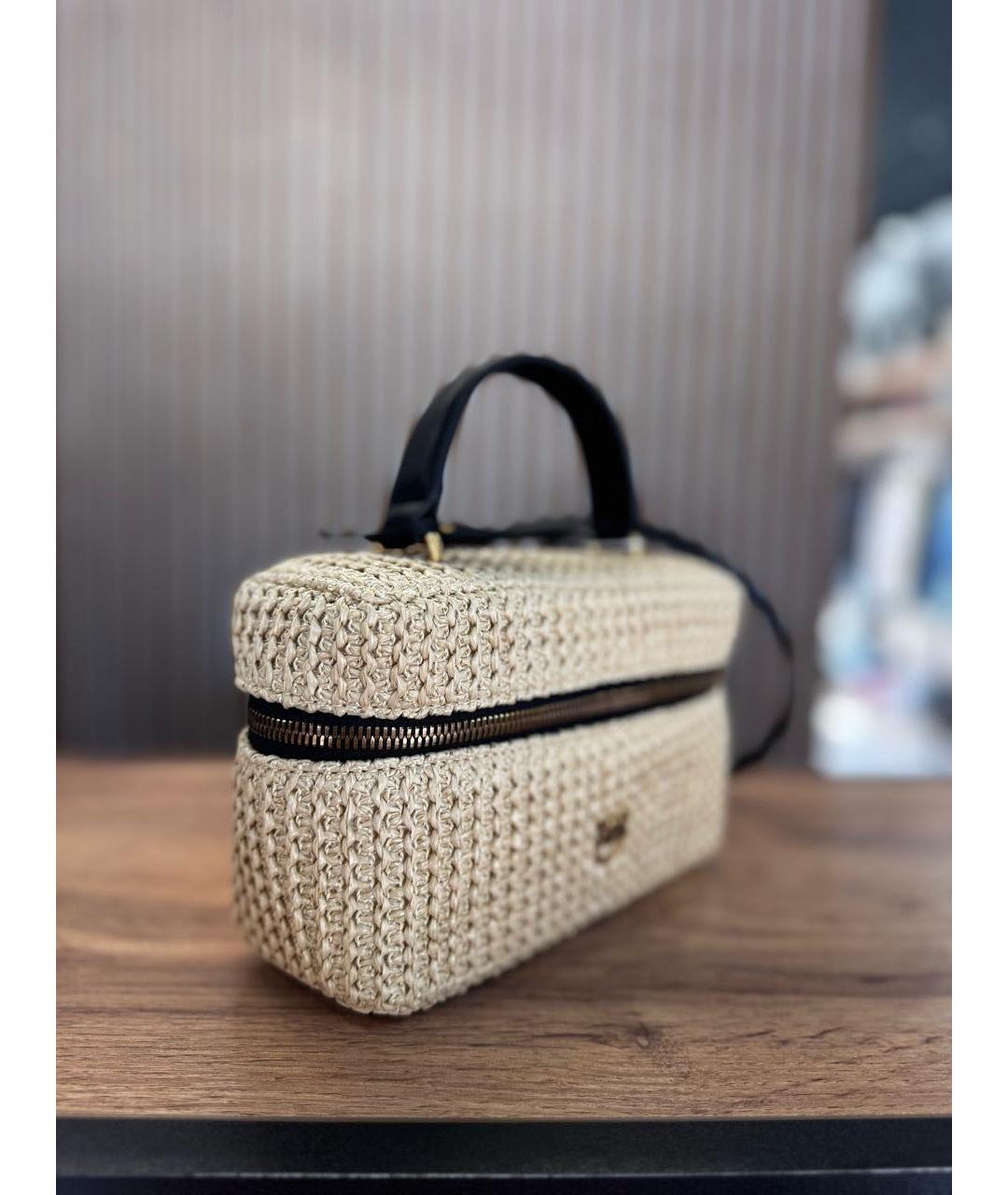 PINKO Бежевая пелетеная сумка тоут, фото 2