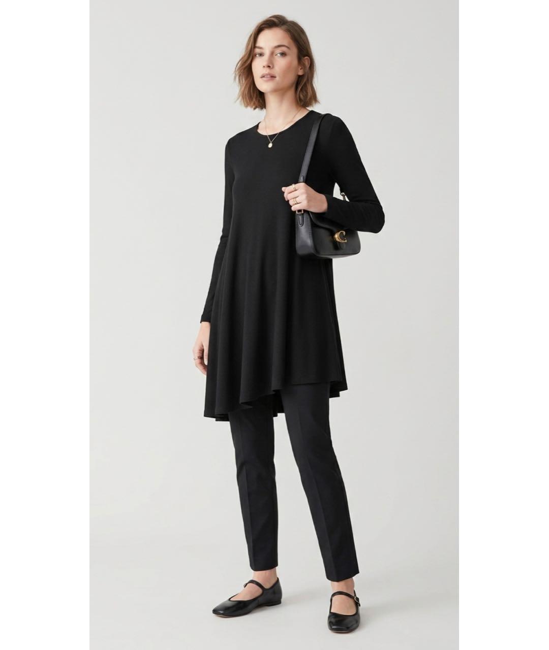 COS Черное шерстяное повседневное платье, фото 2