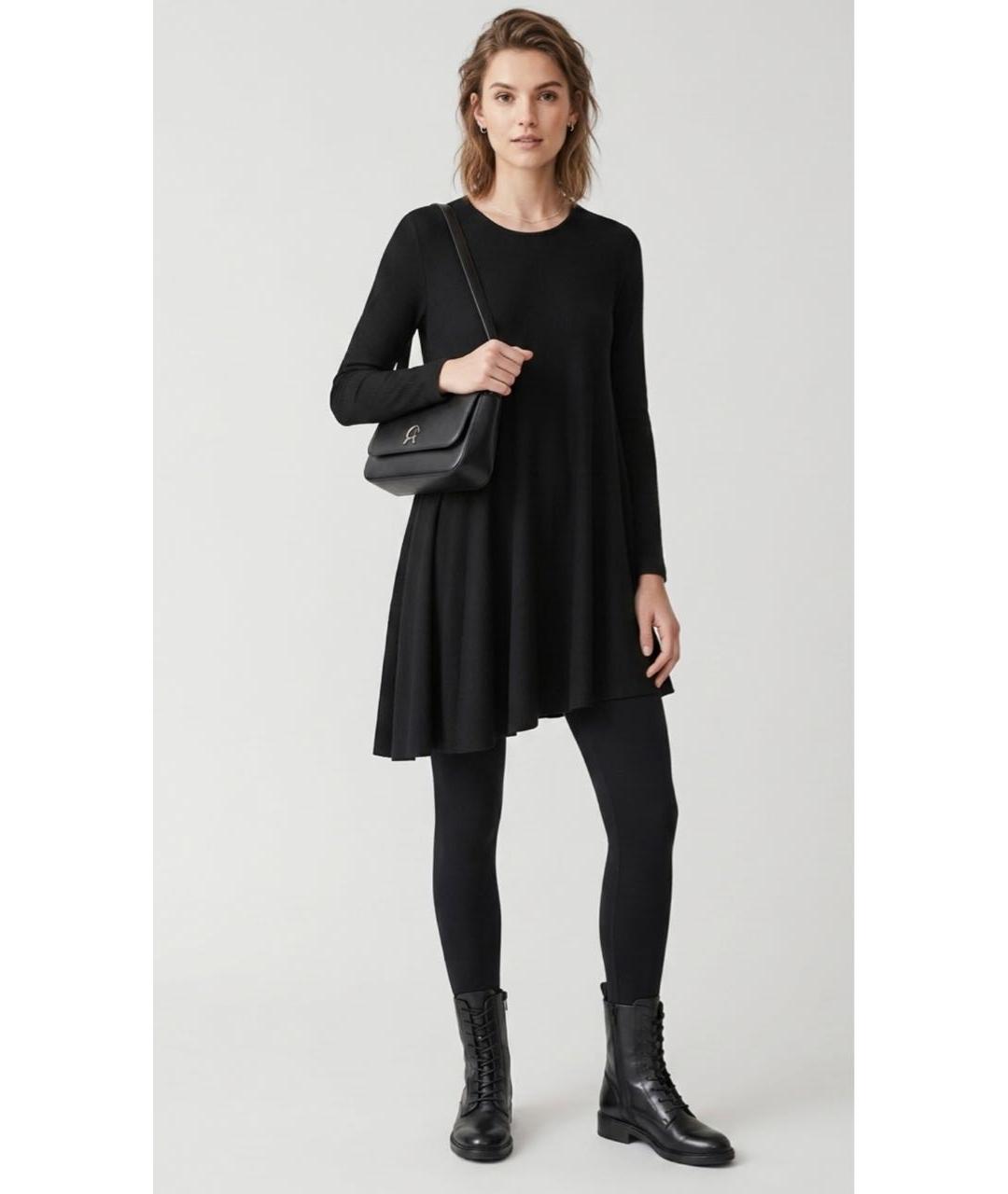 COS Черное шерстяное повседневное платье, фото 3