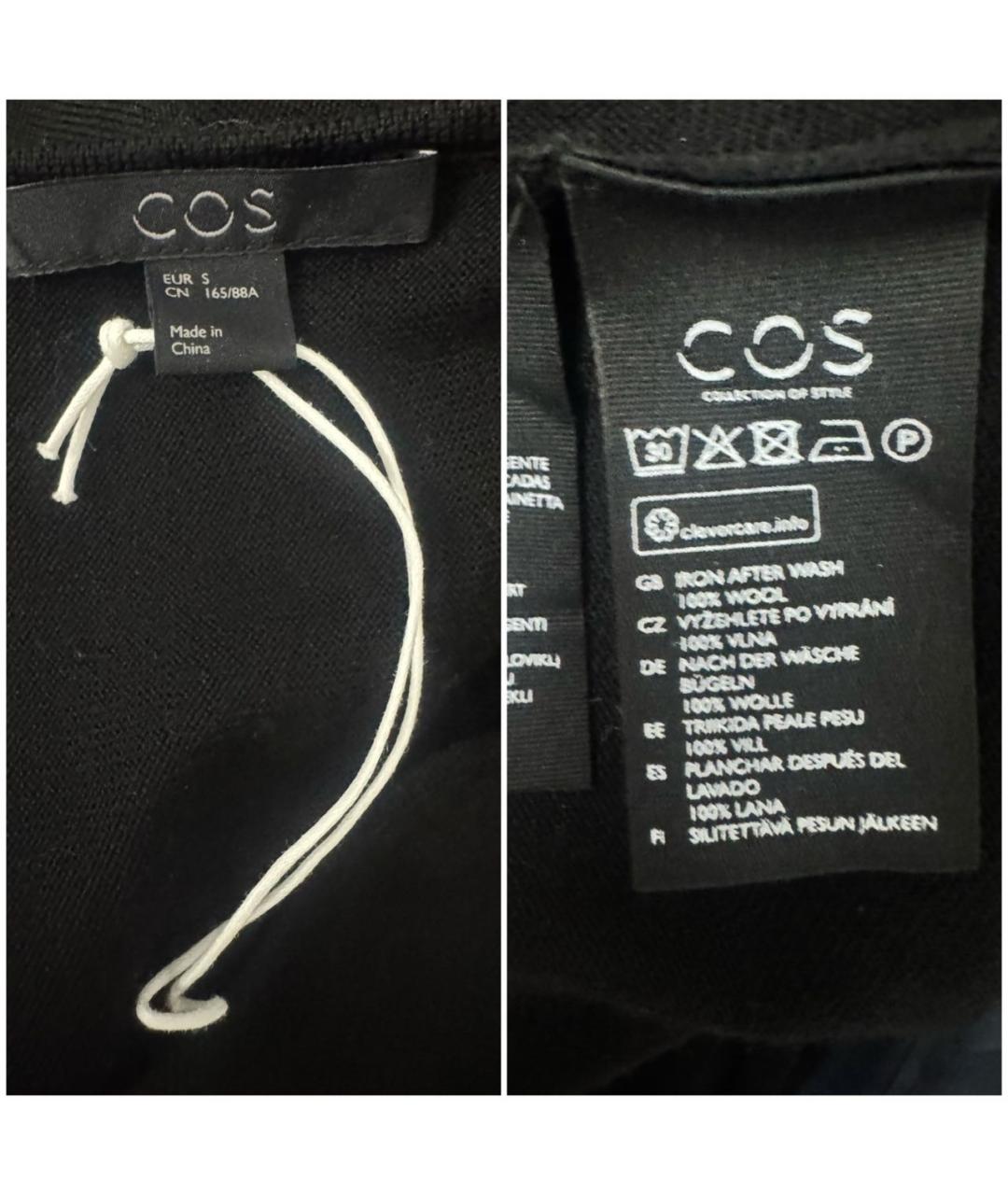 COS Черное шерстяное повседневное платье, фото 6