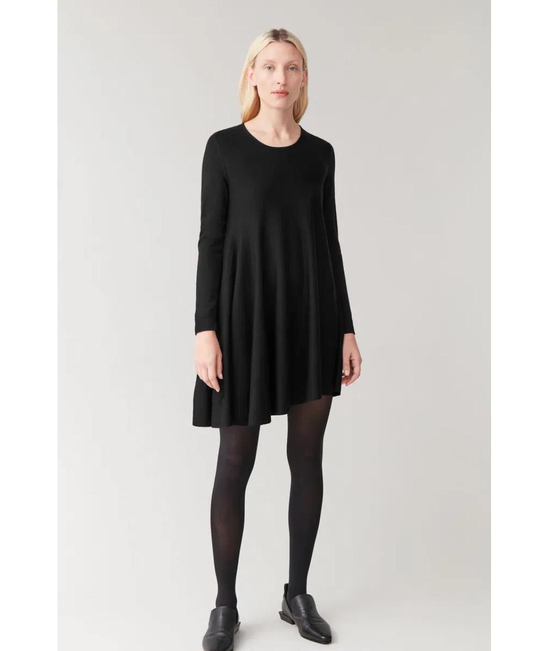 COS Черное шерстяное повседневное платье, фото 8
