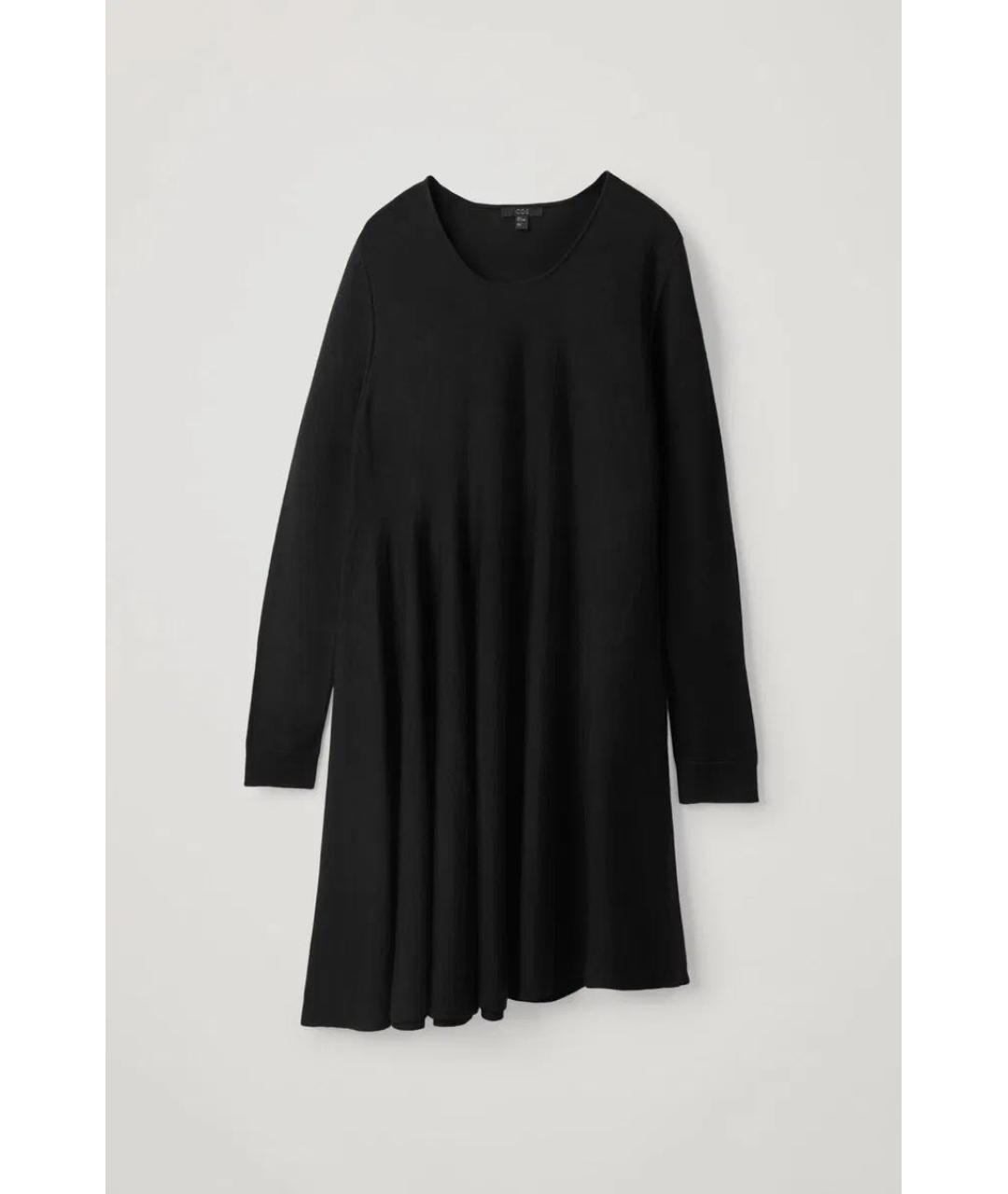 COS Черное шерстяное повседневное платье, фото 9