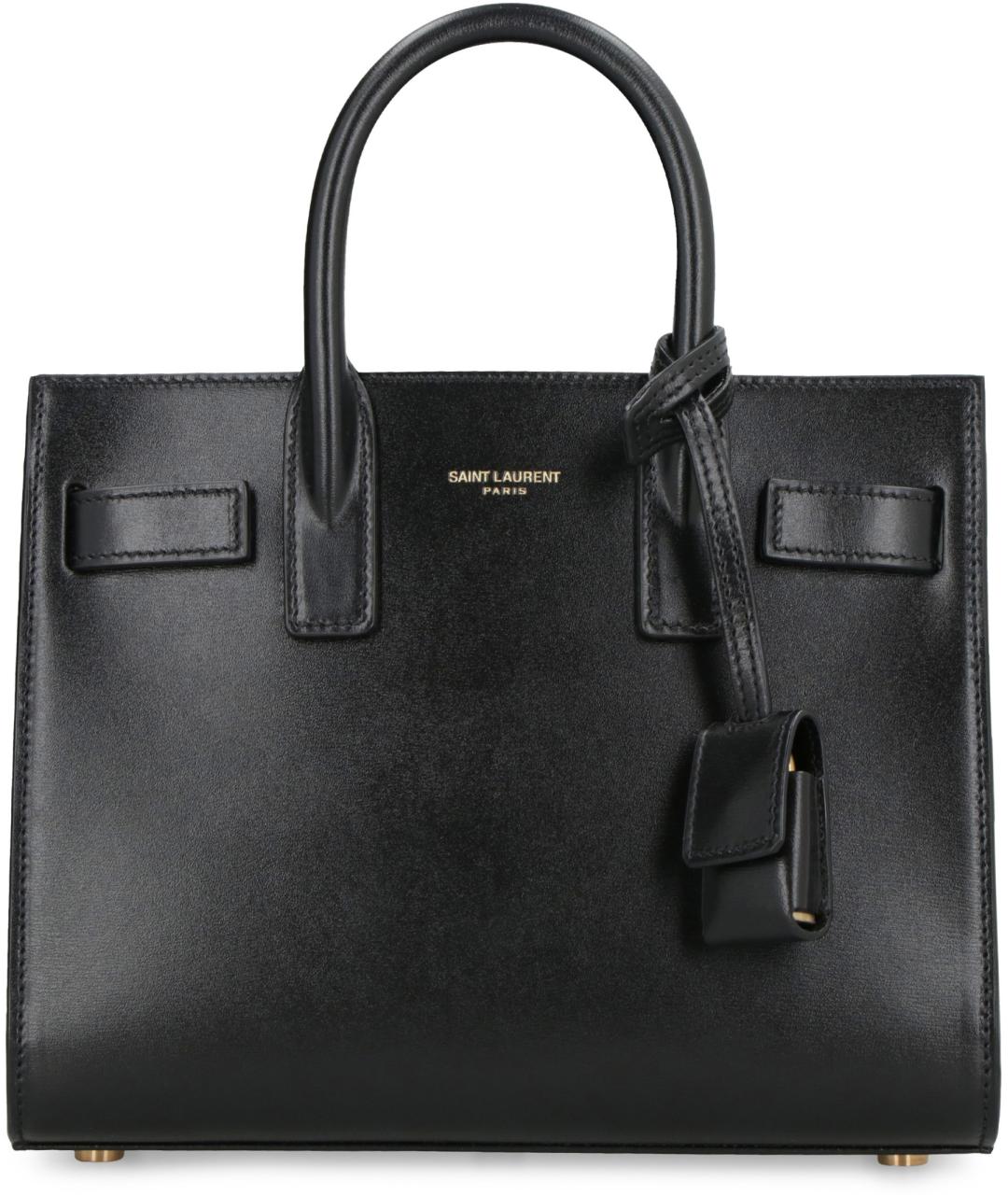 SAINT LAURENT Черная кожаная сумка тоут, фото 2