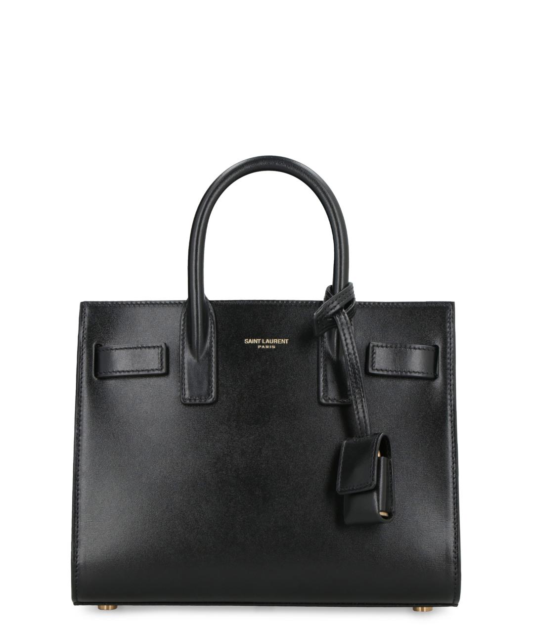SAINT LAURENT Черная кожаная сумка тоут, фото 1